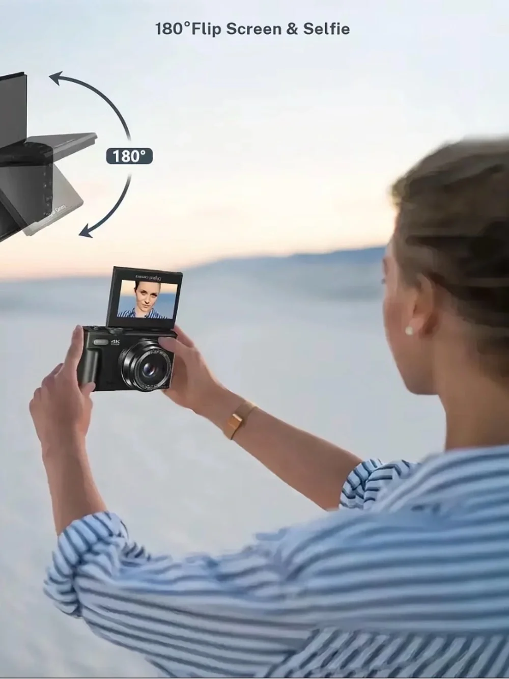 Black 4K Digital Camera with Flip LCD Screen